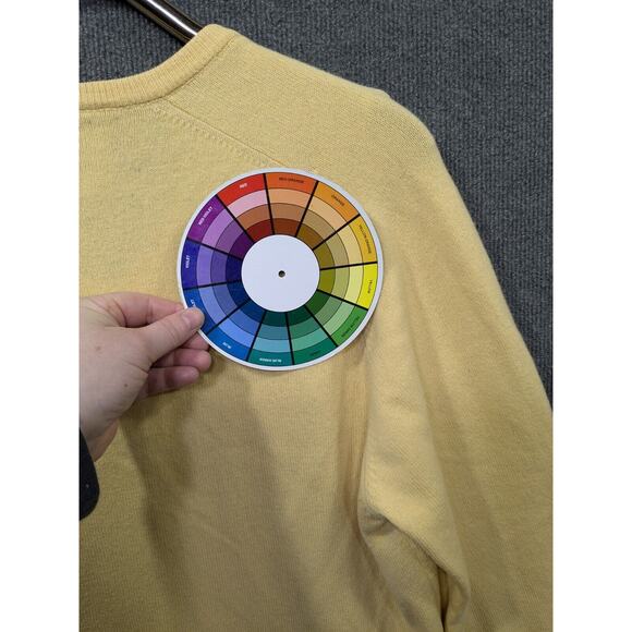 Vintage V-Neck Wool Sweater Mens Medium Cox Moore Grandpa Pull Over Yellow - Picture 6 of 10